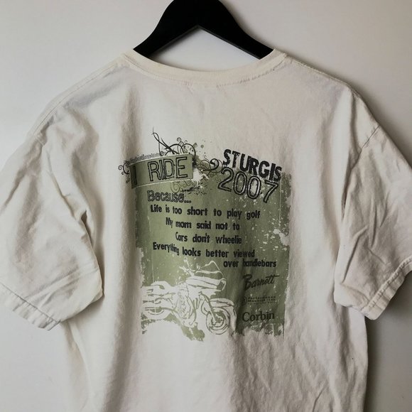2007 Gildan Ride Sturgis Press Party T Shirt 00s Adult White L Large Graphic Tee - Picture 10 of 16